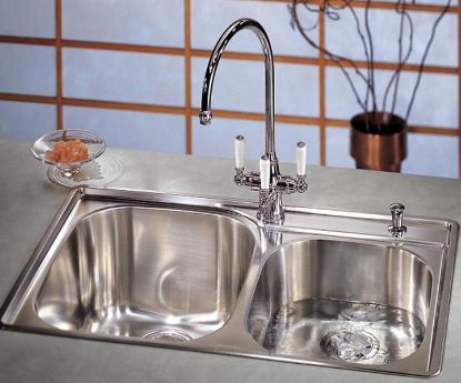 Picture of Jindal Mirror Finish 939.8x457.2x203.2 mm (37"x18"x8") Double Bowl Stainless Steel Kitchen Sink - 1 mm
