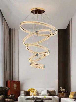 Picture of Nordic Chandelier Led 3 Colors Creative Light Luxury Ring Pendant Lamp Home Living Dining Room Bedroom Fixtures