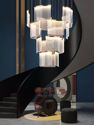 Picture of The Plate - Modern Led Chandelier For Staircase Long Villa Hall Hang Light