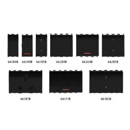 Picture of Anchor Roma 20A 2 Module 1 Way Black Switch with Indicator, 66244B, (Pack of 10)