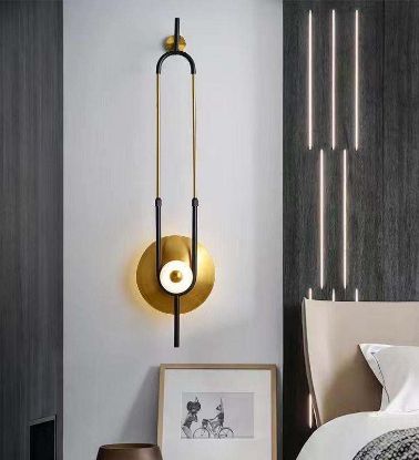 Picture of Light Casa LED H1000 D300 LCWL8010 METAL+MARBLE BRASS +BLK+NATURAL