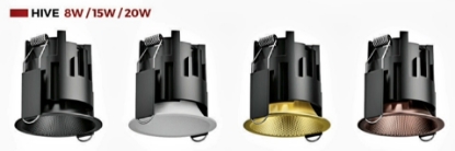 Picture of HIVE COB DOWNLIGHT ALT0254 8W ROUND CCT WH/WW/NW CUTOUT D 50MM D61 X H 64.5MM 800LM 15*/38* BLACK / WHITE