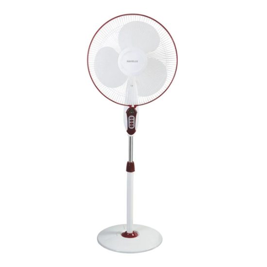 Picture of Havells Sprint LED Remote, 400 mm Pedestal Fan, Wine Red Colour 