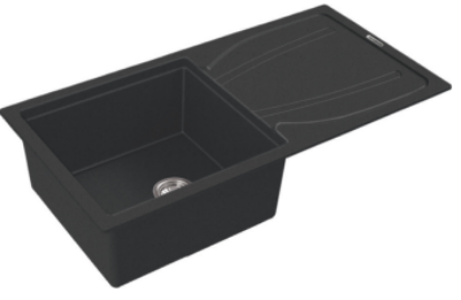 Picture of Franke EUROSTONE 611-86, Single Bowl With Drainboard, Carbon Black Colour