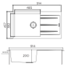 Picture of Franke EUROSTONE 611-91, Single Bowl With Drainboard, Carbon Black Colour