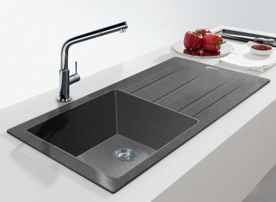 Picture of Franke EUROSTONE 611-91, Single Bowl With Drainboard, Titanium Silver Colour