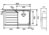 Picture of Franke NET 611 RHD, Single Bowl With Drainer, Stainless Steel, Satin