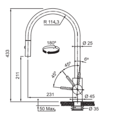 Picture of Franke CT 133S, Eos Neo Pull Down Spray HP SS Stainless Steel, Satin