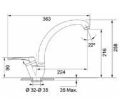 Picture of Franke Vega Swivel (Spout Side HP CH) Stainless Steel, Satin