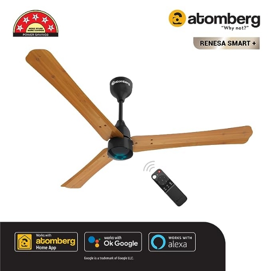 Picture of Atomberg, Renesa Smart+ Wooden, Ceiling Fan, Golden Oakwood Colour