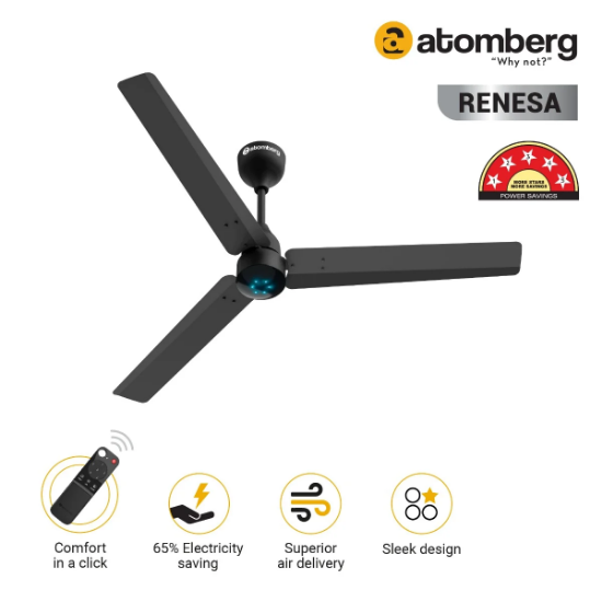 Picture of Atomberg, Renesa, Ceiling Fan, Midnight Black Colour