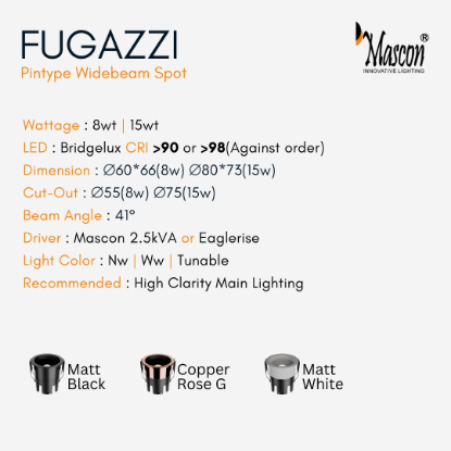 Picture of  Fugazzi M3-C2223 Recessed COB Downlight System - 08W, White / Matt Black Colour