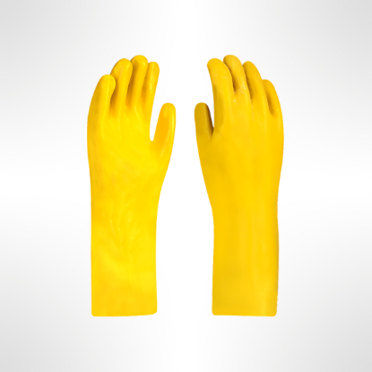 Picture of LTX 501, Flocklined Latex Rubber Safety Hand Gloves, Yellow colour