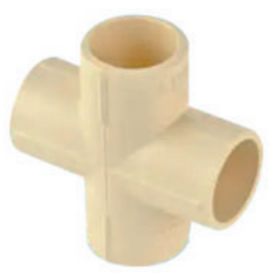 Picture of CPVC Plain Cross Tee, Plain Fittings- 3/4 Inch, Cream Colour