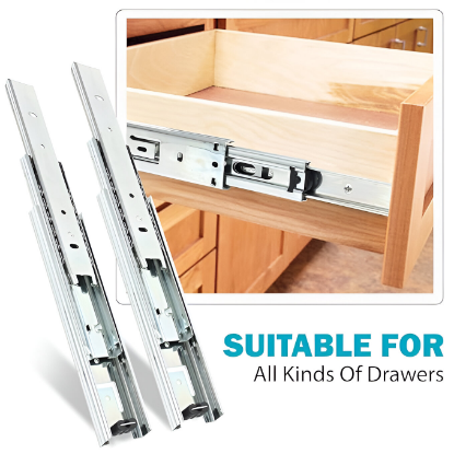 Picture of Ebco, STDS30-I-35-SC, Sleek Telescopic Drawer Slides (I) -35,  Soft Close Series, Drawer Slides and Hinges, Zinc Plated White - 300mm