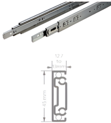 Picture of Ebco, STDS35-35-SC, Sleek Telescopic Drawer Slides -35, Soft Close Series, Drawer Slides and Hinges, Zinc Plated White/Zinc Plated Black - 350mm