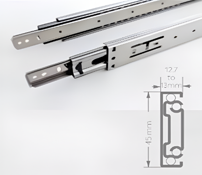 Picture of Ebco, STDS35-35SS-SC,  Sleek Telescopic Drawer  Slides - 35Kg. (SS304) -  Soft Close, SS 304 Series, Drawer Slides and Hinges, Stain Stainless Steel- 350mm