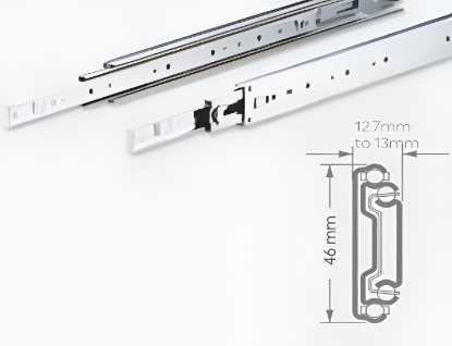 Picture of Ebco, SFDS45-35, Steel Furniture Drawer  Slides (35kg), Specialty Series, Drawer Slides and Hinges, Zinc Plated White - 450mm