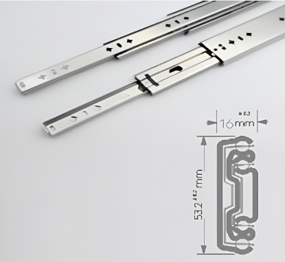 Picture of Ebco,  HD90-45, Heavy Duty Drawer Slides -  90, Specialty Series, Drawer Slides and Hinges, Zinc Plated White- 450m/90Kgm