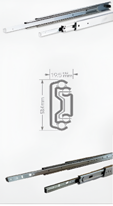 Picture of Ebco, HD125-55, Heavy Duty Drawer Slides - 125, Specialty Series, Drawer Slides and Hinges, Zinc Plated White- 550m/125Kgm