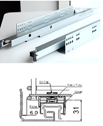 Picture of Ebco, CDSS2HKB-50-SC, Concealed Drawer Slide -  Slim 2 (for Kitchen Basket -  w/o Facia Bracket), Concealed Drawer Slide, Drawer Slides and Hinges, Zinc Plated White- 500mm