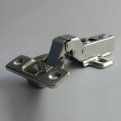 Picture of Ebco, E-HSM1, EURO - Slow Motion Hinge Overlay with 2 hole Mounting Plate, Soft Close / Push Open Series, Nickel Plated- 35mm