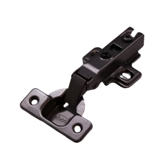 Picture of Ebco, E-HSM1-GM, EURO - Slow Motion Hinge Overlay with 2 hole Mounting Plate, Soft Close / Push Open Series, Gun Metal- 35mm