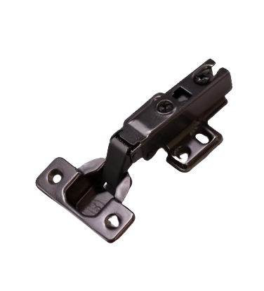 Picture of Ebco, E-HSM1-M1-GM, EURO - Slow Motion Hinge  Overlay  with 4 hole Mounting  Plate, Soft Close / Push Open Series, Gun Metal- 35mm